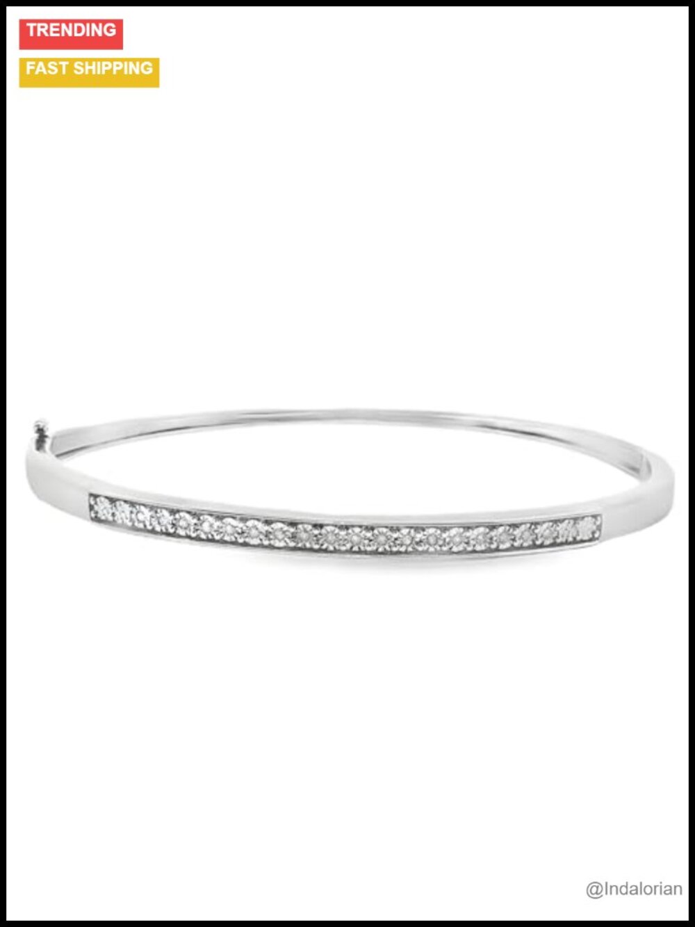 Natural Diamond Bangle in Sterling Silver 1/10 ct